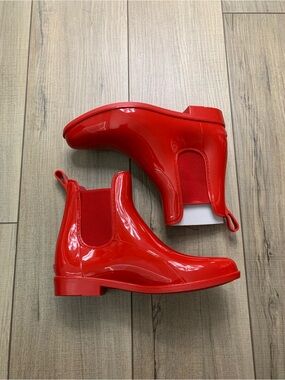 Glossy Red Ralph Lauren Rain Boots